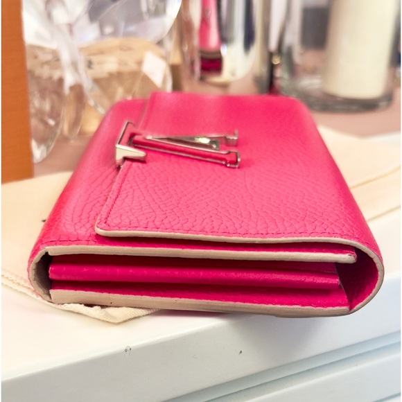 Rare Hot Pink Louis Vuitton Portefeuille Capucines Cuir Taurillon Long Wallet - Picture 5 of 12